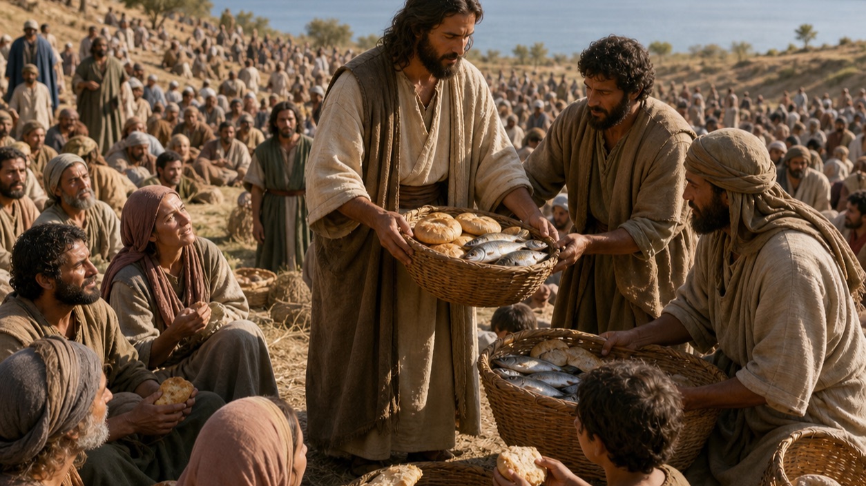 Feeding of the five thousand scene